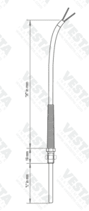 ابعاد ترموکوپل تایپ K وستا مدل SE1052-K50G